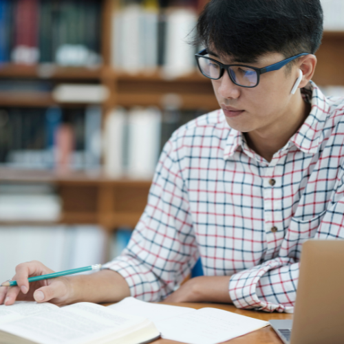 student studying for exams